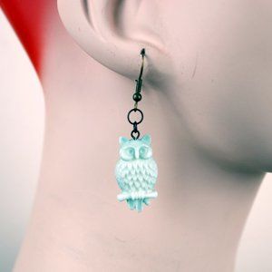 Pastel Blue/Teal Fairytale Owl Earrings